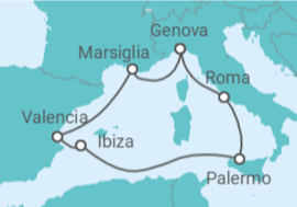 Itinerario della crociera Italia, Spagna, Francia - MSC Crociere 